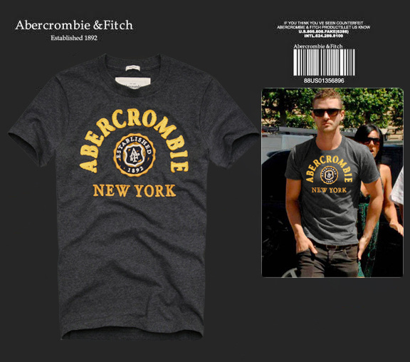Abercrombie Fitch Hombres De Cuello Redondo Con Gente Fotos Corto Remera AF5605